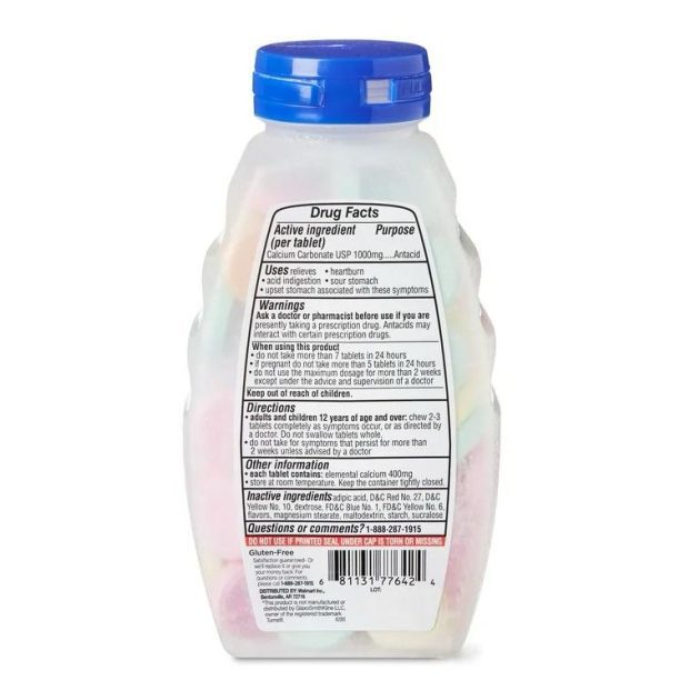 Equate Ultra Strength Antacid Chewable Fruit Tablets, over the Counter, 1000 mg, 72 Ct |Exp 10-2026| - Image 2